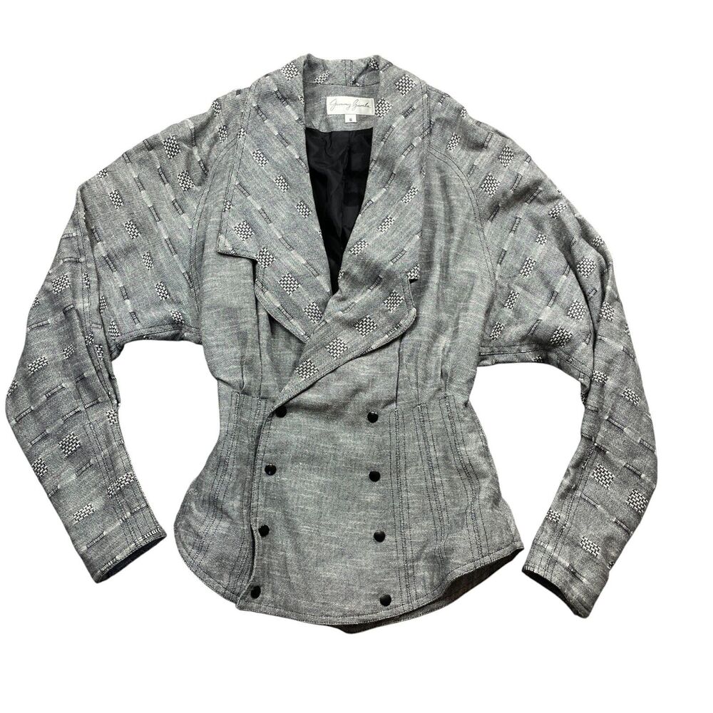 Jimmy Gamba Gray‎ VTG Jacket Small Lined Snap Closure Long Sleeve Cotton Blend